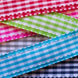 [006R] Check Ribbon With Stitch Edge