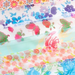 [028R] Organza Ribbon Printed Flower Multi