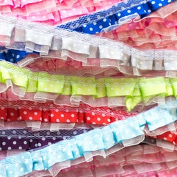 [033R] Satin Ribbon With Organza Dot