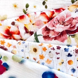 [S1791L] Double Gauze Crinkled Digital Printed Rosie