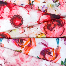 [S1792L] Double Gauze Crinkled Digital Printed Flower Garden