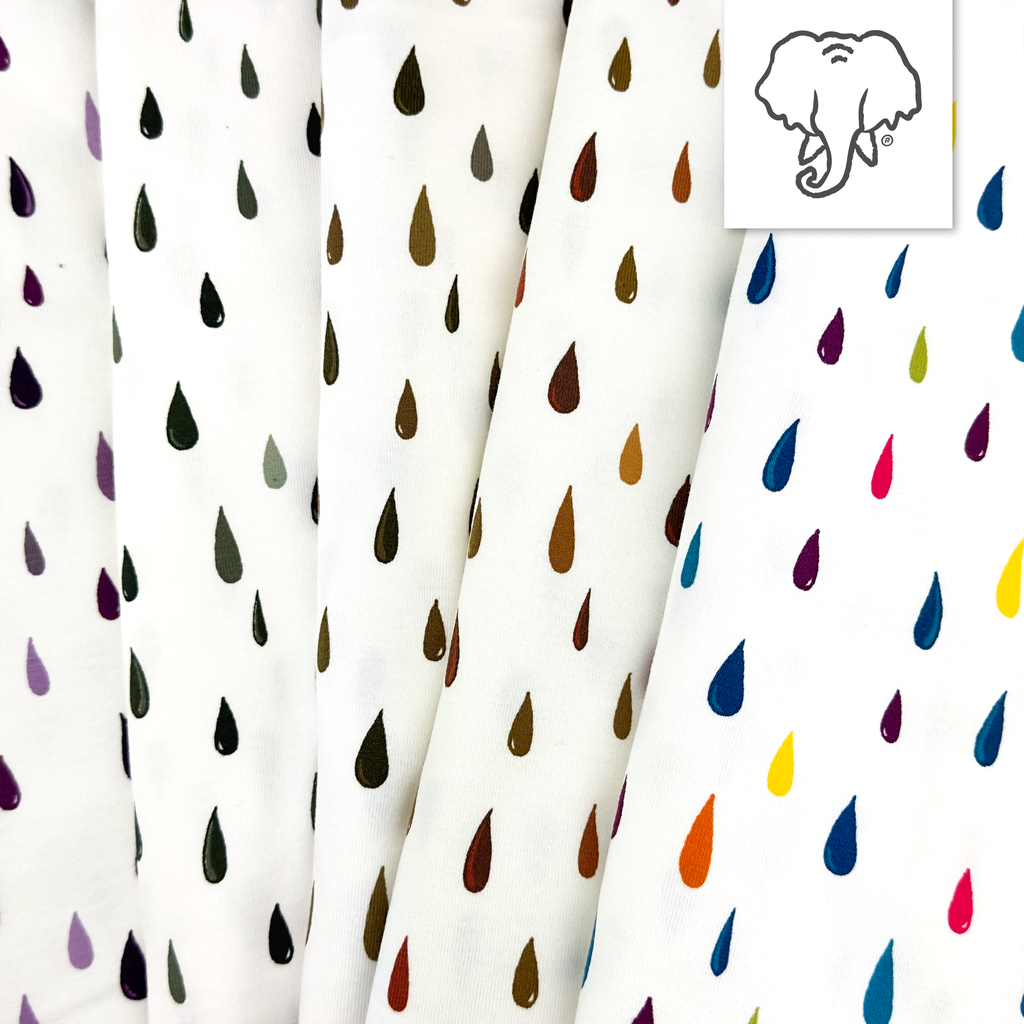 [S1799L] Jersey Impreso Gotas de lluvia Snoozy Fabrics