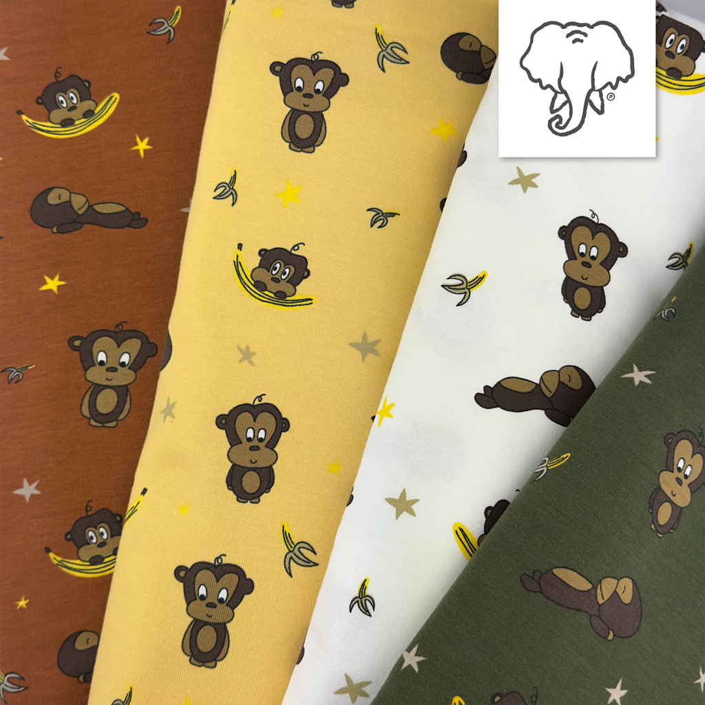 [S1803L] Jersey Printed Monkeys with Bananas Snoozy Fabrics