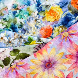 [S1794R] Double Gauze Crinkled Digital Printed All in Bloom