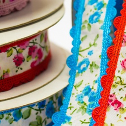 [043R] Ribbon Printed With Lace