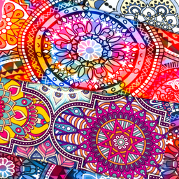 [S1915L] Viskose-Lycra Heavy Digital Gedruckt Mandala-Fliesen
