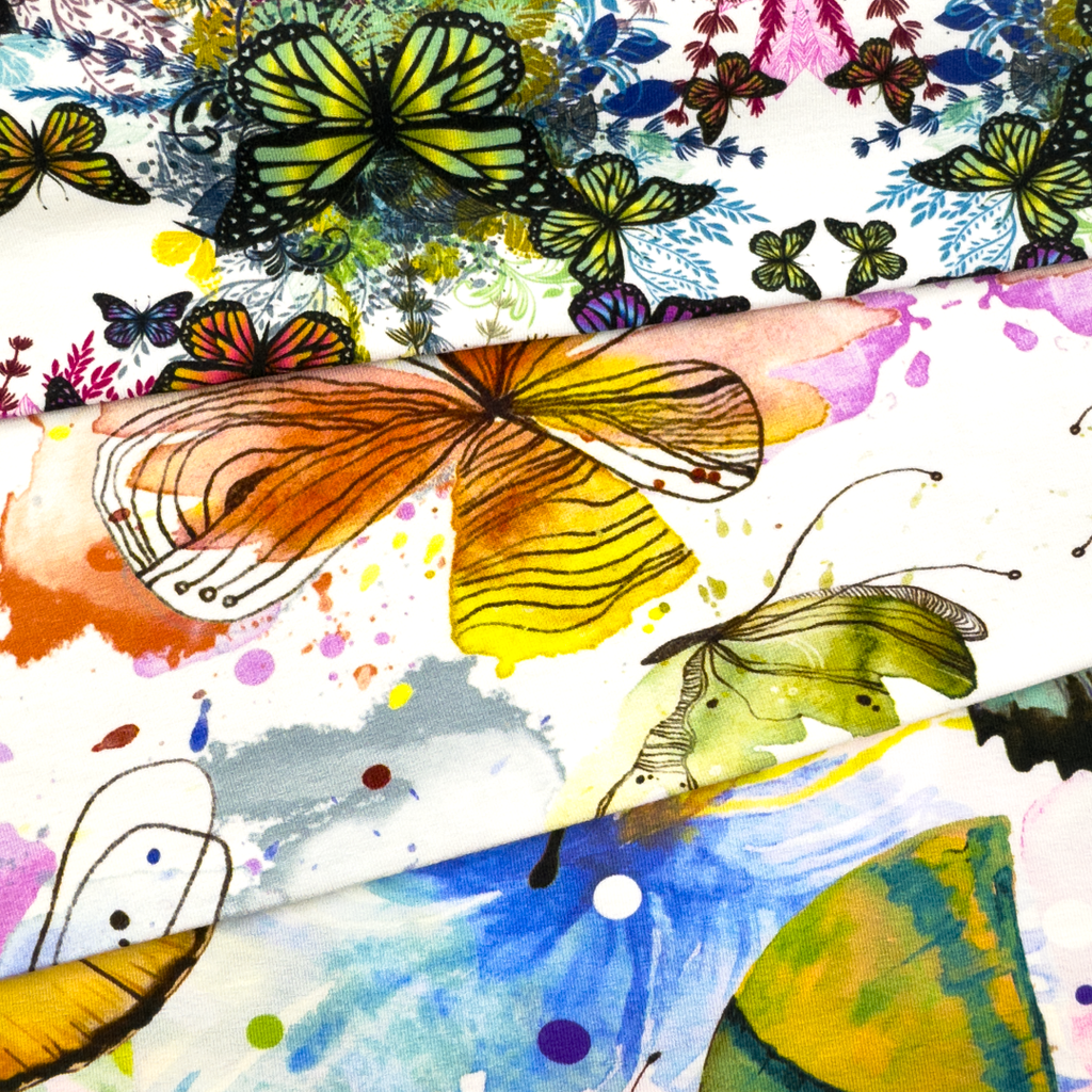 [S1916L] Viscosa Lycra Pesada Impreso Digitalmente Mariposas