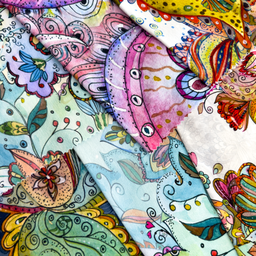 [S1924L] Lycra Viscosa Pesante Stampa Digitale Paisley Dell'acquerello