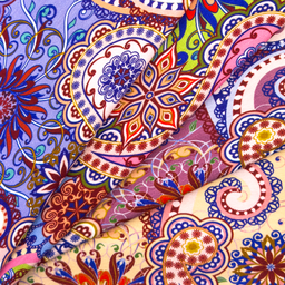 [S1939L] Wiskoza Lycra Gruba Druk Cyfrowy Czech Paisley'a