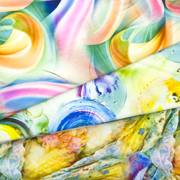 [S1941L] Viscose-lycra zwaar Digitaal Bedrukt Abstracte Cirkels
