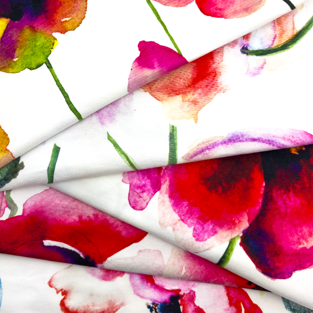 [S1944L] Viscose Lycra Heavy Digital Printed Watercolor Flowers