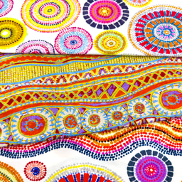 [S1901R] Viscose Lycra Heavy Digital Printed Fun Circles