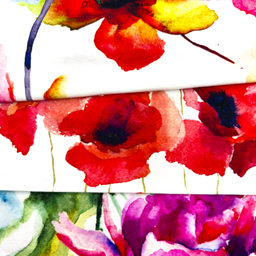 [S1909R] Viscose-lycra zwaar Digitaal Bedrukt Papaver
