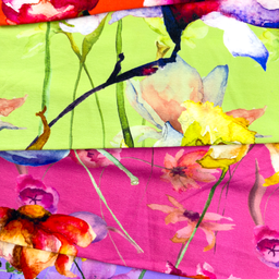[S1925R] Viscose Lycra Lourd Imprimé Numérique Fleurs Mix