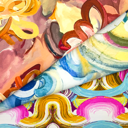 [S1950R] Viscose Lycra Lourd Imprimé Numérique Peinture Vagues