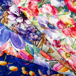 [S1959R] Viskos Lycra Tung Digitaltryckt Blommor Och Blad