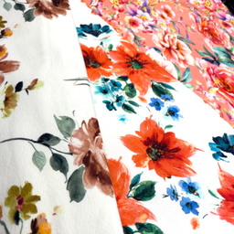 [S1836R] Jersey Digital Printed Watercolor Flowers