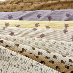 [S2064L] Rib Cord Printed Stretch Small Bunny's