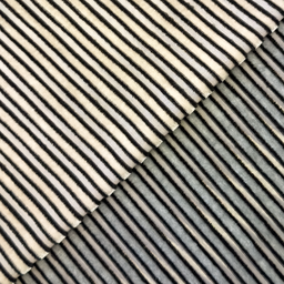 [S2077R] Stretch Rib With Rayon Black Stripes