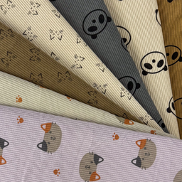 [S2063R] Rib Cord Printed Stretch Cute Animals