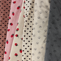 [S2067R] Rib Cord Printed Stretch Minimalistic