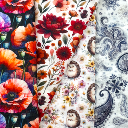 [S2088R] Double Gauze Crinkled Digital Printed Poppy's And More
