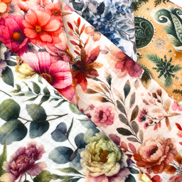 [S2090R] Double Gauze Crinkled Digital Printed Floral Mix