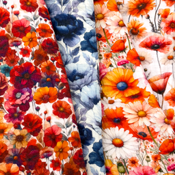 [S2092R] Double Gauze Crinkled Digital Printed Blossom