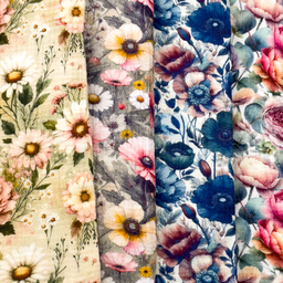 [S2093R] Double Gauze Crinkled Digital Printed Wild Flowers