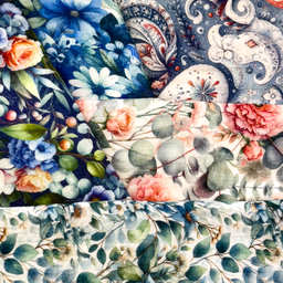 [S2094R] Double Gauze Crinkled Digital Printed Eucalyptus With Flowers