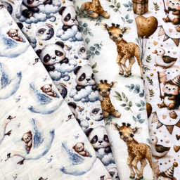 [S2096R] Double Gauze Crinkled Digital Printed Cuties