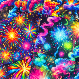 [S2187L] French Terry Digital Printed Fire Works