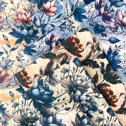 [S2232L] Double Gauze Crinkled Digital Printed Dreamy Flowers