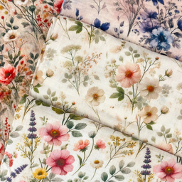 [S2234L] Double Gauze Crinkled Digital Printed Stylish Flowers