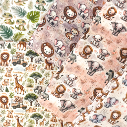 [S2229R] Double Gauze Crinkled Digital Printed Safari Buddy's
