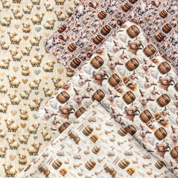 [S2231R] Double Gauze Crinkled Digital Printed Little Farm Animals