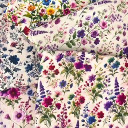 [S2235R] Double Gauze Crinkled Digital Printed Flower Sea