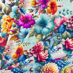 [S2299R] Viscose Linen Digital Printed Clover