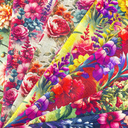 [S2308R] Viscose Linen Digital Printed Viola