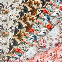[S2317R] Poplin Digital Printed Horses And More