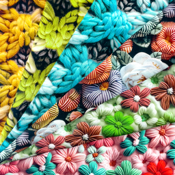 [S2363R] Rayon Digital Printed Knitted Flowers