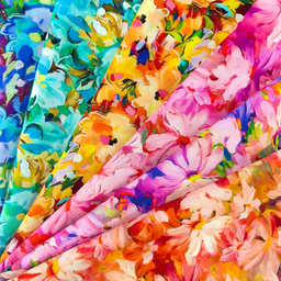 [S2360R] Rayon Digital Printed Oil Painted Flowers