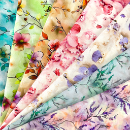 [S2357R] Rayon Digital Printed Bright Flowers