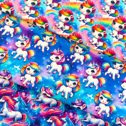 [S2413L] Poplin Digital Printed Unicorn Rainbow