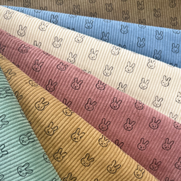 [S2419L] Baby Rib Cord Printed Stretch Little Bunny
