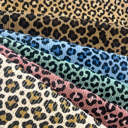 [S2431L] Baby Rib Cord Printed Stretch Leopard