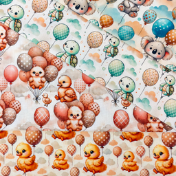 [S2409R] Poplin Digital Printed Balloon And Friends