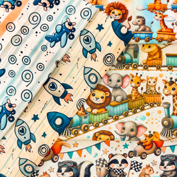 [S2412R] Poplin Digital Printed Travel The World