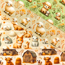[S2417R] Poplin Digital Printed Farm Friends