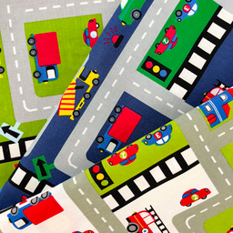 [S2475R] Poplin Printed Cars On The Road